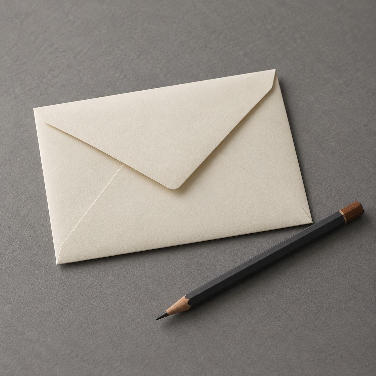 A cream envelope and a graphite pencil